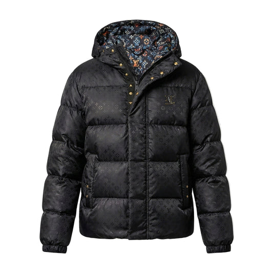 Glossy Monogram Puffer Jacket - Black